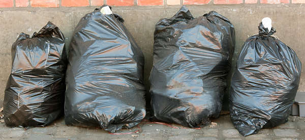 gray trash bags