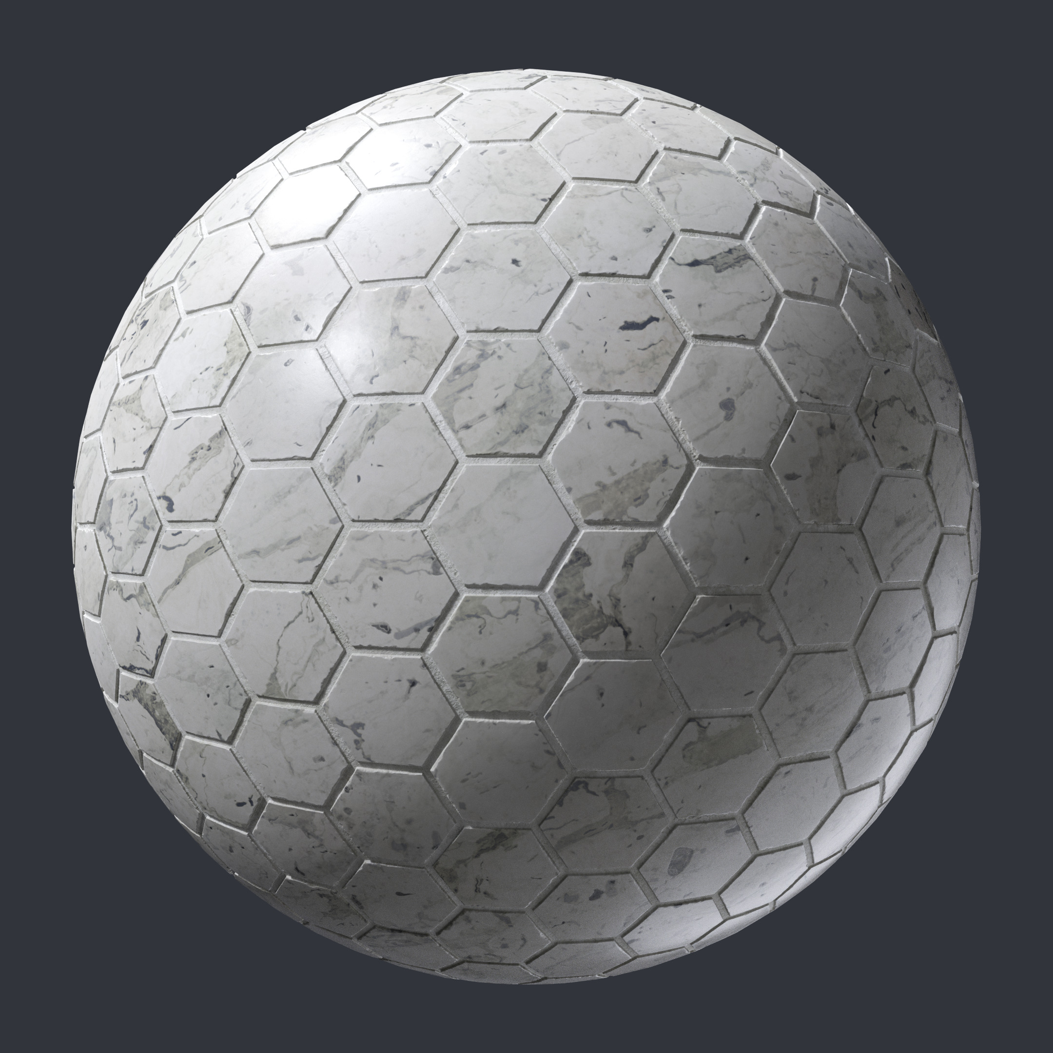 Marble Hexagon Tile Floor - PBR0008